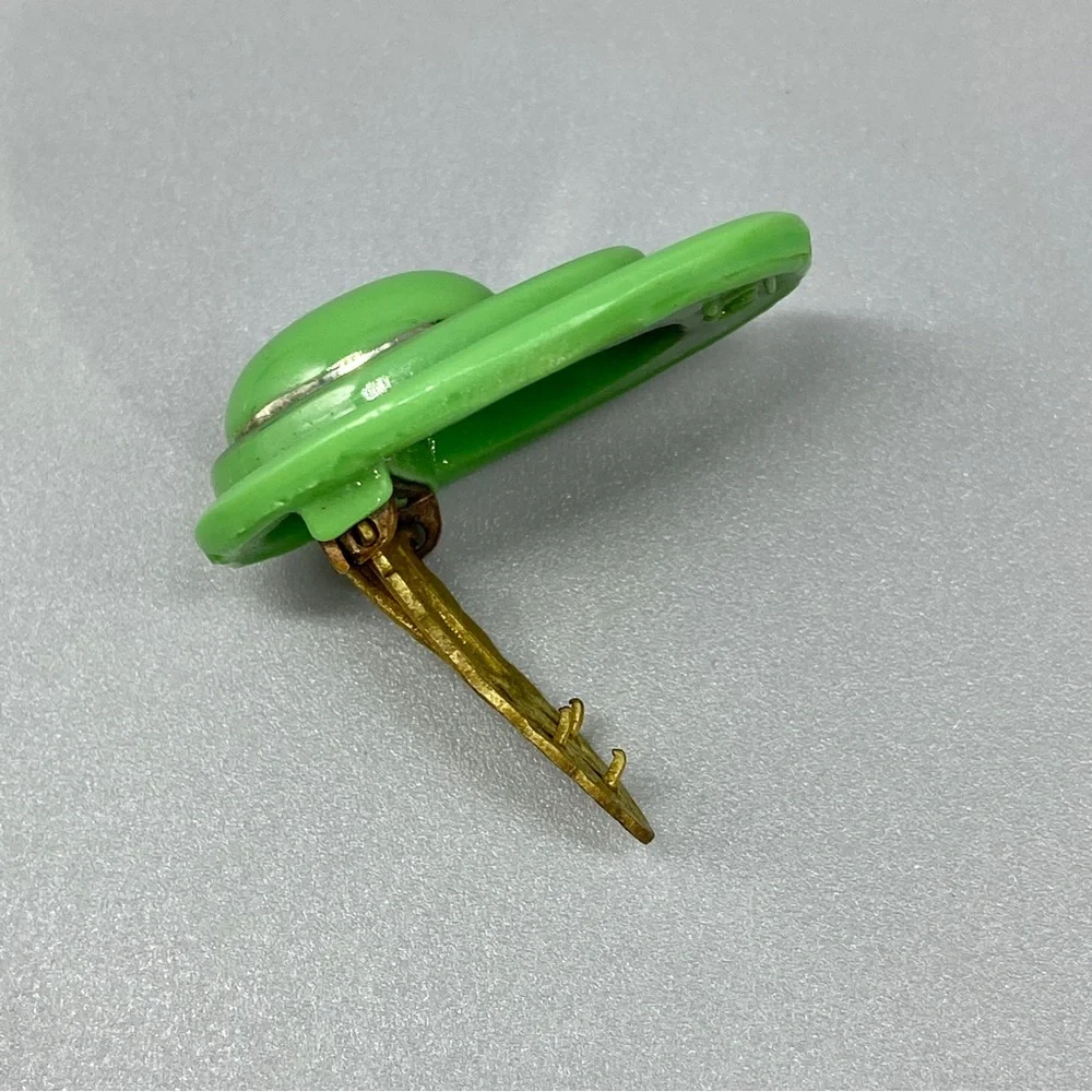 Vintage Art Deco Poured Glass Dress Clip Pin - Picture 14 of 15